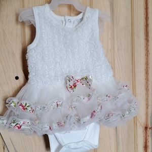 3-6 months baby girl white floral tutu dress